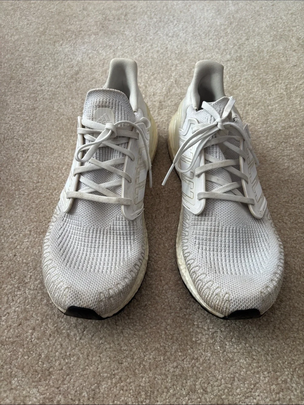 adidas Knit Running Sneakers - Cream White Mens Size 10.5
